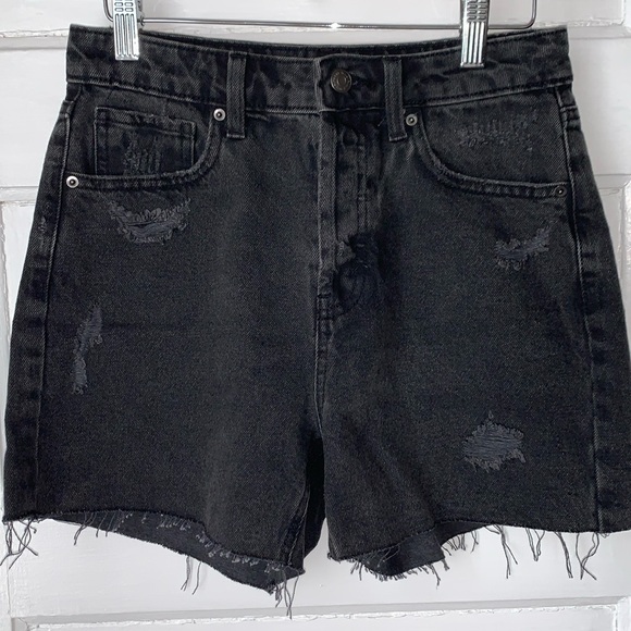 wild fable Pants - WILD FABLE SUPER HIGH RISE CUT OFF DENIM SHORTS BLACK WASH